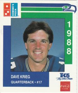 1988 Domino's Pizza Seattle Seahawks #30 Dave Krieg Front