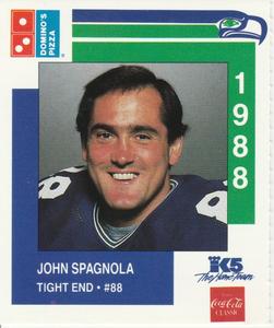 1988 Domino's Pizza Seattle Seahawks #33 John Spagnola Front