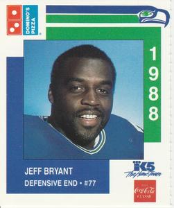 1988 Domino's Pizza Seattle Seahawks #34 Jeff Bryant Front