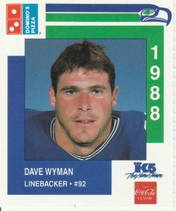 1988 Domino's Pizza Seattle Seahawks #36 David Wyman Front