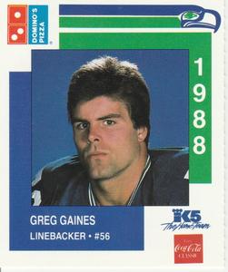 1988 Domino's Pizza Seattle Seahawks #37 Greg Gaines Front
