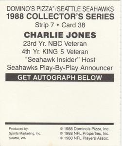 1988 Domino's Pizza Seattle Seahawks #38 Charlie Jones Back