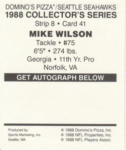 1988 Domino's Pizza Seattle Seahawks #41 Mike Wilson Back