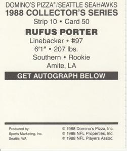 1988 Domino's Pizza Seattle Seahawks #50 Rufus Porter Back