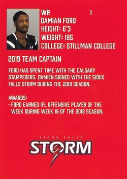 2019 Sioux Falls Storm (IFL) #NNO Damian Ford Back