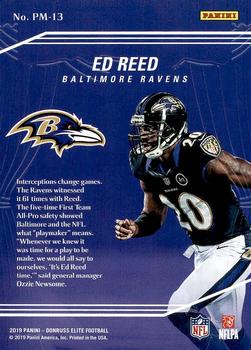 2019 Donruss Elite - Playmakers #PM-13 Ed Reed Back