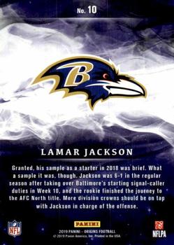 2019 Panini Origins #10 Lamar Jackson Back