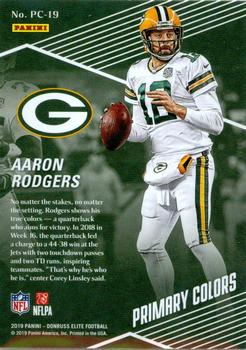 2019 Donruss Elite - Primary Colors Green #PC-19 Aaron Rodgers Back