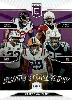 2019 Donruss Elite - Elite Company #4 Greedy Williams / Tyrann Mathieu / Patrick Peterson / Jamal Adams / Eric Reid Front