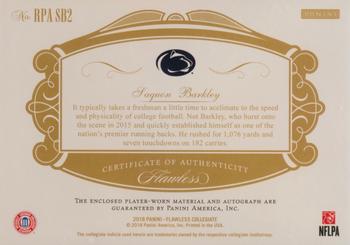 2018 Panini Flawless Collegiate - Flawless Rookie Patch Autographs Sapphire #RPA SB2 Saquon Barkley Back