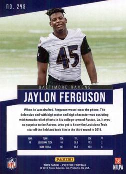 2019 Panini Prestige #248 Jaylon Ferguson Back