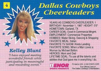 1992 Enor Dallas Cowboys Cheerleaders #4 Kelley Blunt Back