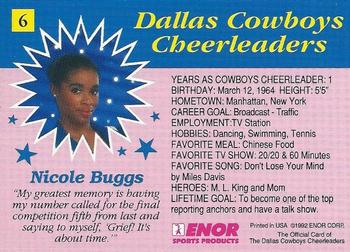 1992 Enor Dallas Cowboys Cheerleaders #6 Nicole Buggs Back