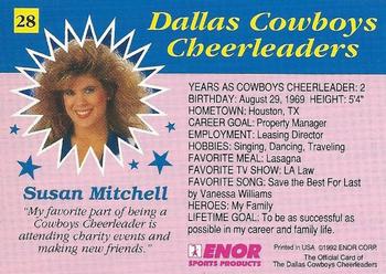 1992 Enor Dallas Cowboys Cheerleaders #28 Susan Mitchell Back