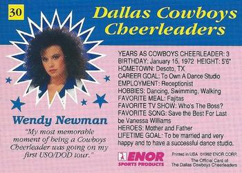 1992 Enor Dallas Cowboys Cheerleaders #30 Wendy Newman Back