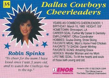 1992 Enor Dallas Cowboys Cheerleaders #35 Robin Spinks Back