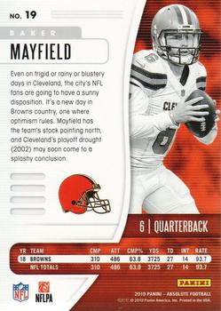 2019 Panini Absolute #19 Baker Mayfield Back