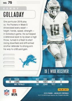 2019 Panini Absolute #75 Kenny Golladay Back
