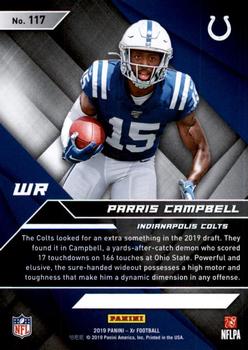2019 Panini XR #117 Parris Campbell Back