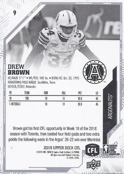 2019 Upper Deck CFL #9 Drew Brown Back