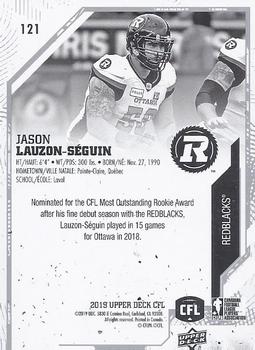 2019 Upper Deck CFL #121 Jason Lauzon-Seguin Back