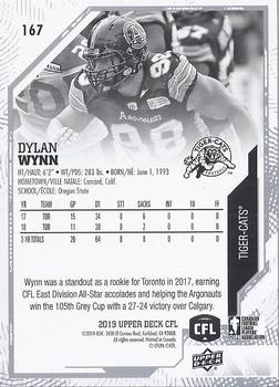 2019 Upper Deck CFL #167 Dylan Wynn Back