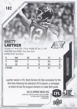 2019 Upper Deck CFL #182 Brett Lauther Back