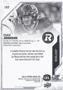 2019 Upper Deck CFL #197 Evan Johnson Back