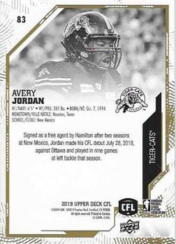 2019 Upper Deck CFL - Gold Border #83 Avery Jordan Back