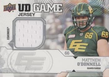 2019 Upper Deck CFL - UD Game Jersey #GP-MO Matthew O'Donnell Front