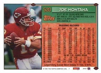 2015 Topps - 60th Anniversary Buybacks Blue Stamp #520 Joe Montana Back