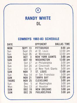 1982 Carrollton Park Mall Dallas Cowboys #4 Randy White Back