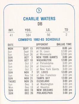 1982 Carrollton Park Mall Dallas Cowboys #5 Charlie Waters Back