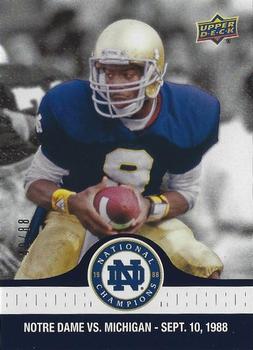2017 Upper Deck Notre Dame 1988 Champions - Blue #8 Irish Run Game Piles up 226 Yards Front