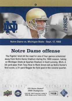 2017 Upper Deck Notre Dame 1988 Champions - Blue #9 ND Offense Sets up the First FG Back