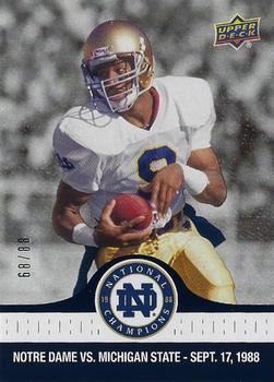 2017 Upper Deck Notre Dame 1988 Champions - Blue #12 Tony Rice Scores from Eight Yards Out Front