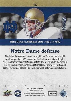 2017 Upper Deck Notre Dame 1988 Champions - Blue #15 State Held to just 89 Rushing Yards Back