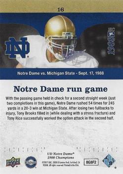 2017 Upper Deck Notre Dame 1988 Champions - Blue #16 Notre Dame Runs Over Michigan State Back
