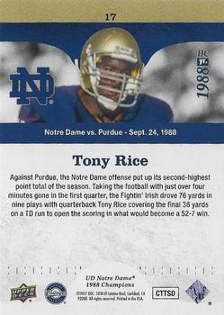 2017 Upper Deck Notre Dame 1988 Champions - Blue #17 Tony Rice Opens the Scoring Back