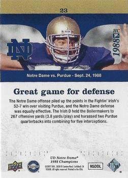 2017 Upper Deck Notre Dame 1988 Champions - Blue #23 Irish D Holds the Boilermakers Back