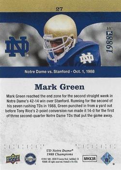 2017 Upper Deck Notre Dame 1988 Champions - Blue #27 Green Punches it In at the Goal Line Back