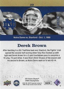 2017 Upper Deck Notre Dame 1988 Champions - Blue #29 Derek Brown TD Makes it 35-7 Back