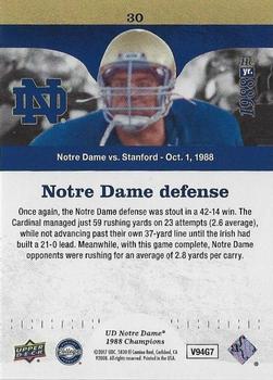 2017 Upper Deck Notre Dame 1988 Champions - Blue #30 Cardinal Held to Just 59 Yards on the Ground Back