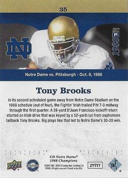 2017 Upper Deck Notre Dame 1988 Champions - Blue #35 Tony Brooks Runs for 52 Yards Back