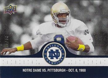 2017 Upper Deck Notre Dame 1988 Champions - Blue #36 Tony Rice Ties it up 7-7 Front