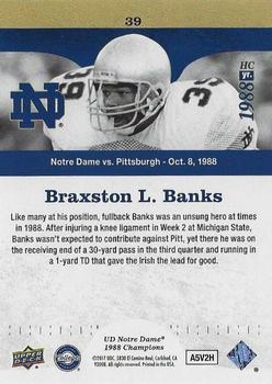 2017 Upper Deck Notre Dame 1988 Champions - Blue #39 Braxston L. Banks Gives Irish the Lead Back