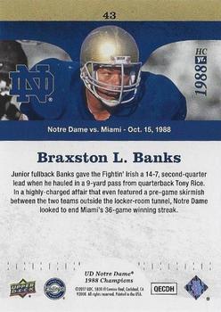 2017 Upper Deck Notre Dame 1988 Champions - Blue #43 Braxston L. Banks Gives Irish the Lead Back