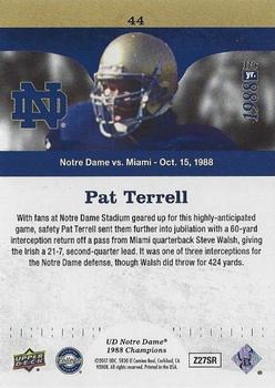 2017 Upper Deck Notre Dame 1988 Champions - Blue #44 Pat Terrell Picks off Walsh and Scores Back