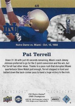 2017 Upper Deck Notre Dame 1988 Champions - Blue #48 Pat Terrell Stops the Hurricanes Back