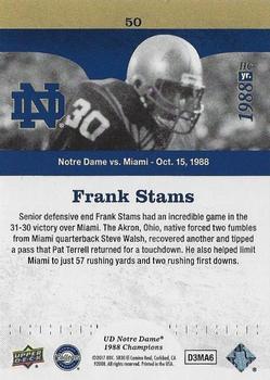 2017 Upper Deck Notre Dame 1988 Champions - Blue #50 Incredible Game for Frank Stams Back